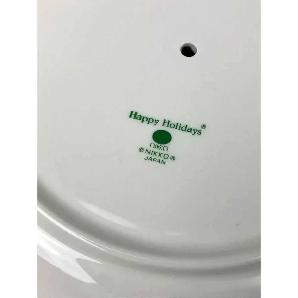 Vintage Nikko Two Tier Happy Holidays Christmas Serving Tray Made in Japan BB156